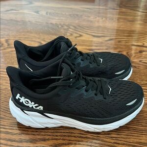 Hoka Black and White Athletic Shoes